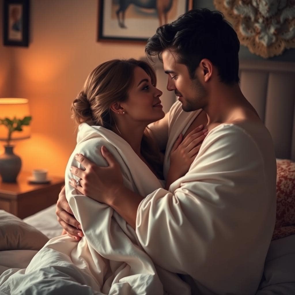 casal conectado emocionalmente com toque leve no peito durante preliminares
