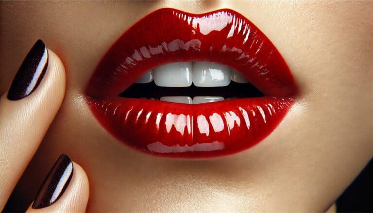 Boca sensual de uma mulher misteriosa, representando o magnetismo e o mistério de como me tornei uma acompanhante de luxo.